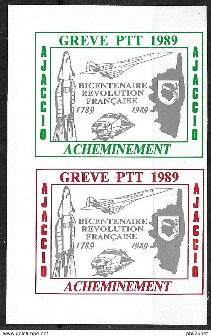 Grève D'Ajaccio 1989  Paire N° 1 Et 2 Se Tenant (concorde; TGV;Navette Et Corse) Neufs (*)  TB - Stamps