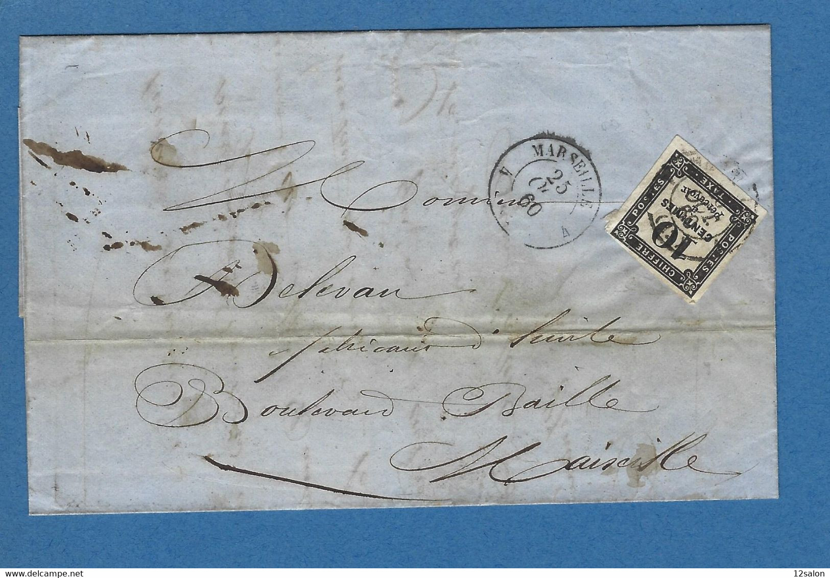 BOUCHES DU RHONE MARSEILLE TAXE 10 1860 - 1859-1959 Lettres & Documents