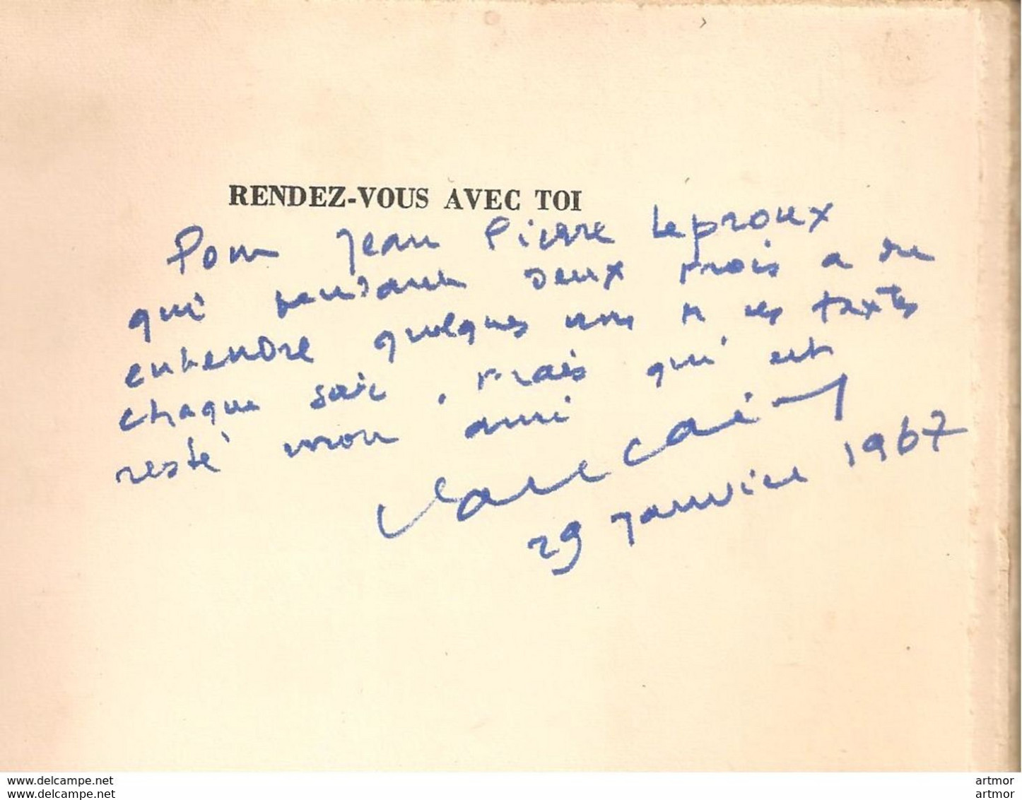 M  VAUCAIRE   - RENDEZ-VOUS AVEC TOI - TABLE RONDE - 1962 - Exemplaire VELIN PUR FIL - Auteurs Français