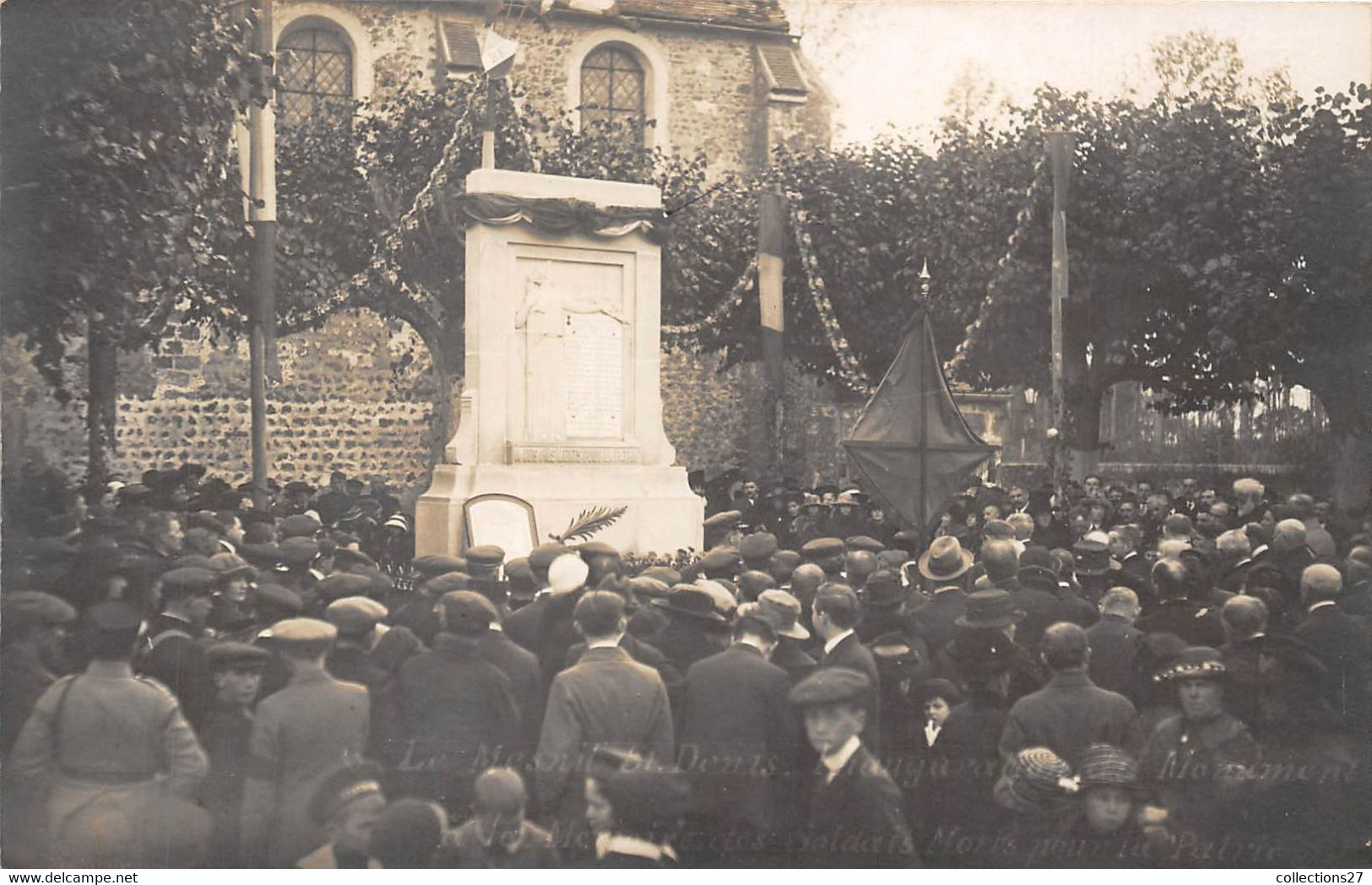 78-LE-MESNIL-SAINT-DENIS- 3 CARTES PHOTOS- DISCOURS DE MR MALHERBE- INUAGURATION DU MONUMENT AUX MORTS , - Le Mesnil Saint Denis