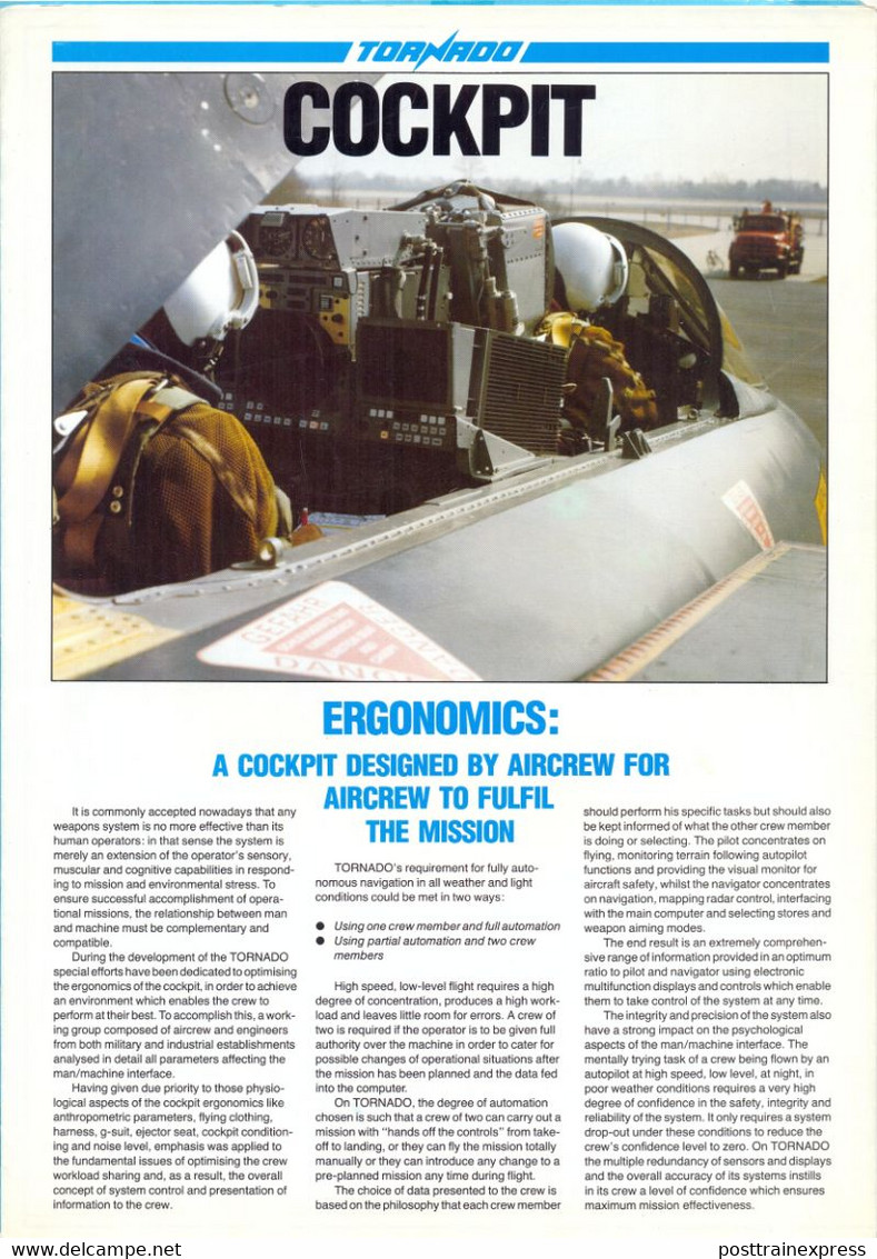 Germany. Panavia. The`TORNADO` Cockpit. - Tedesco