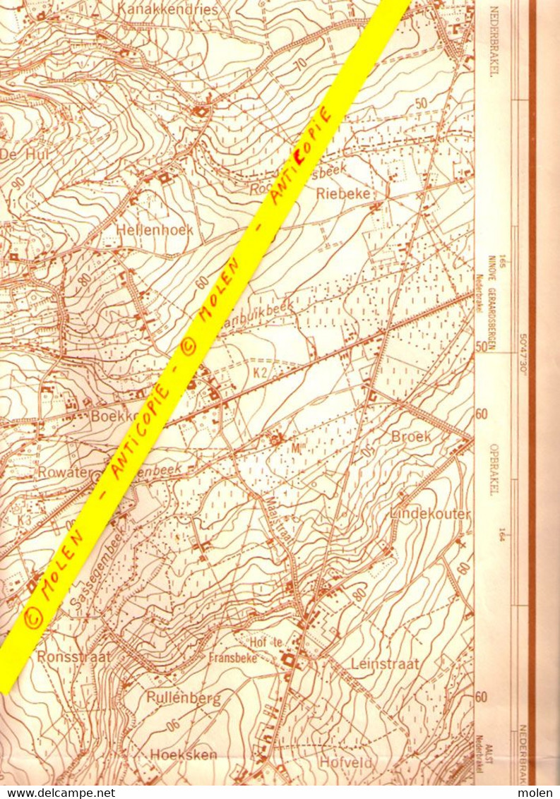 ©1954 STAFKAART CARTE ETAT MAJOR FLOBECQ MAARKE-KERKEM SCHORISSE ZEGELSEM ELLEZELLES MAARKEDAAL BRAKEL RONSE RENAIX S202