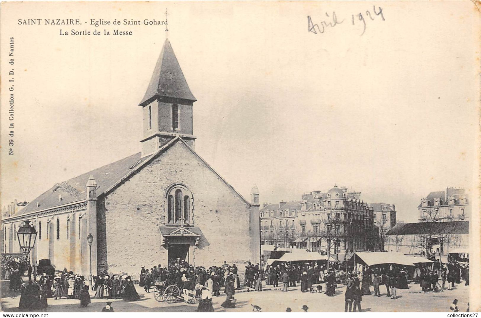 44-SAINT-NAZAIRE-EGLISE DE SAINT-GOHARD , LA SORTIE DE LA MESSE - Saint Nazaire