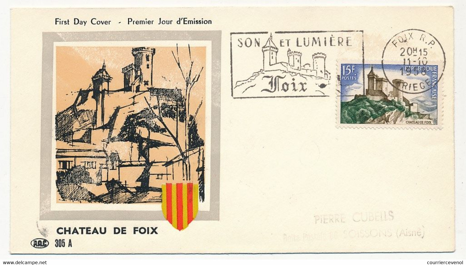 FRANCE - Enveloppe FDC OMEC 1er Jour FRANCE - 15F Chateau De Foix - 11-10-1958 - 1950-1959