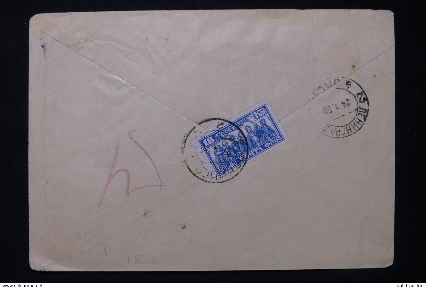 U.R.S.S. - Affranchissement De La Révolution D'Octobre Au Verso D'un Enveloppe En 1928 - L 77360 - Storia Postale