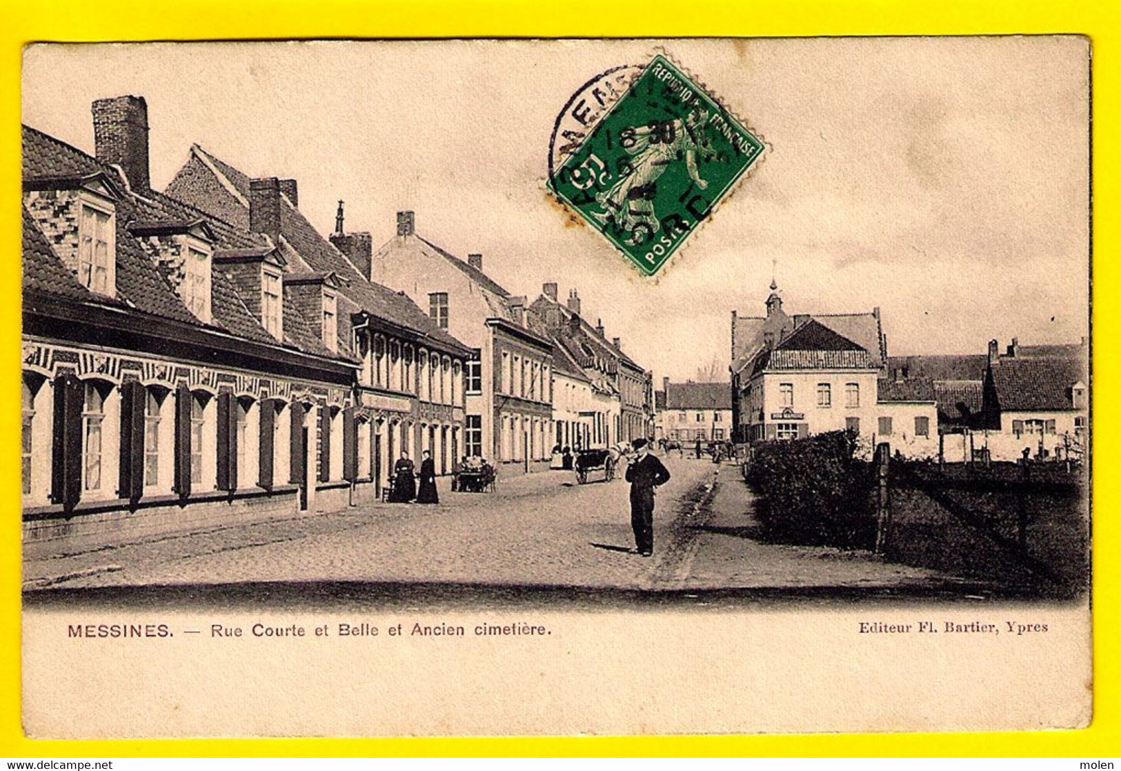 ©ca1906 RUE COURTE ET BELLE ET ANCIEN CIMETIERE MESEN MESSINES MEESSEN Ed Bartier Ieper 1081 - Messines - Mesen