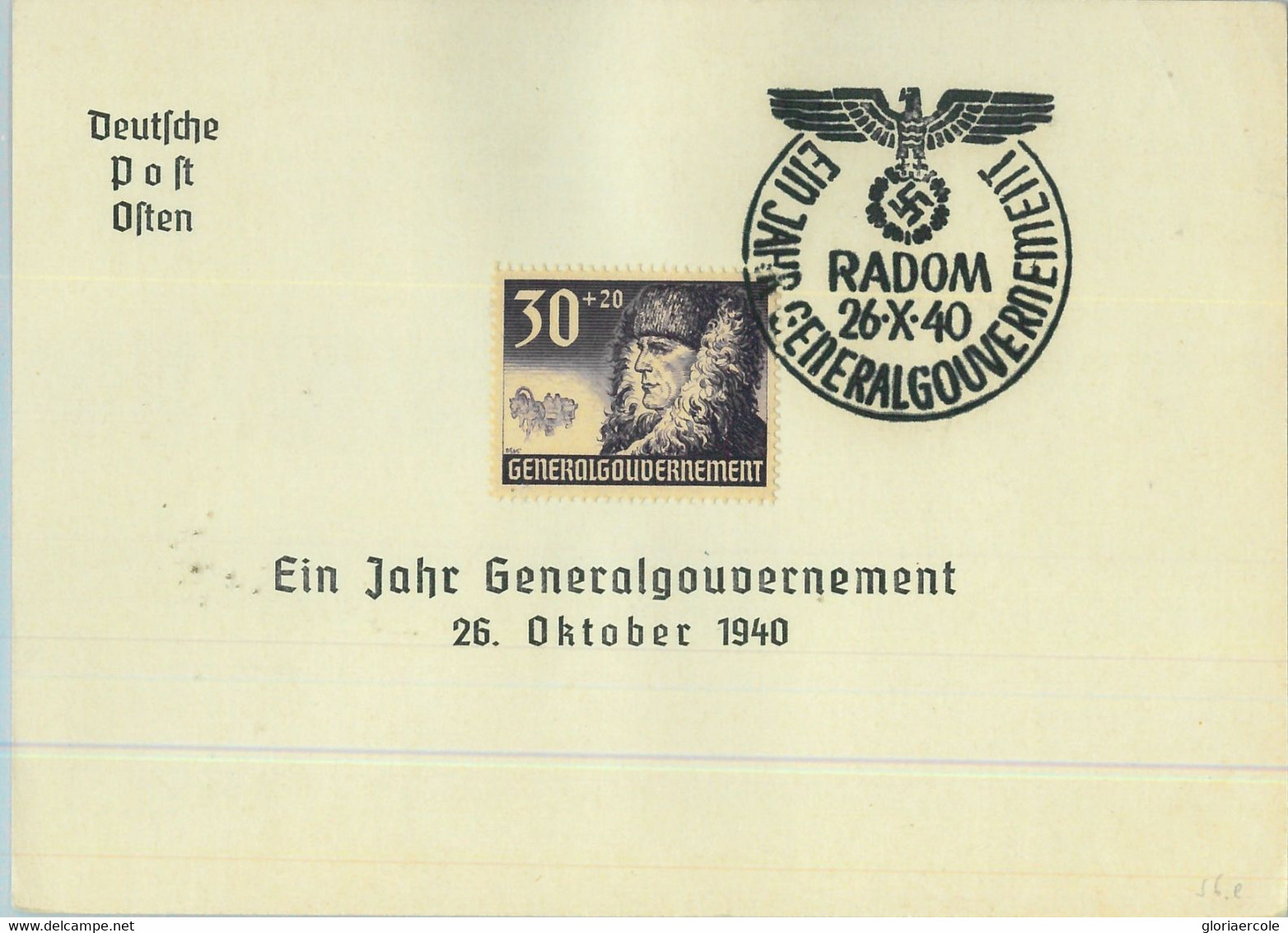 95413 - POLAND General Government - POSTAL HISTORY - SPECIAL CARD : Radom  1940 - Altri & Non Classificati