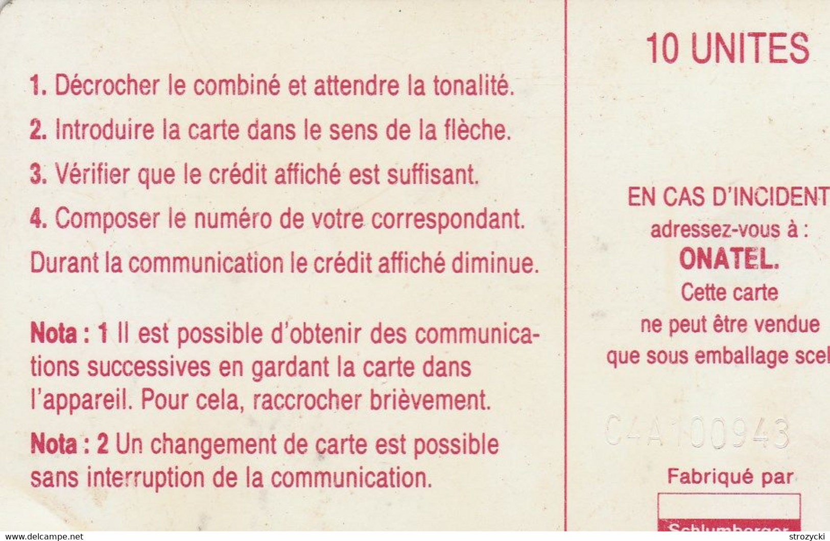 Burkina Faso - Onatel - Red 10 (SC5SB ISO) - Burkina Faso