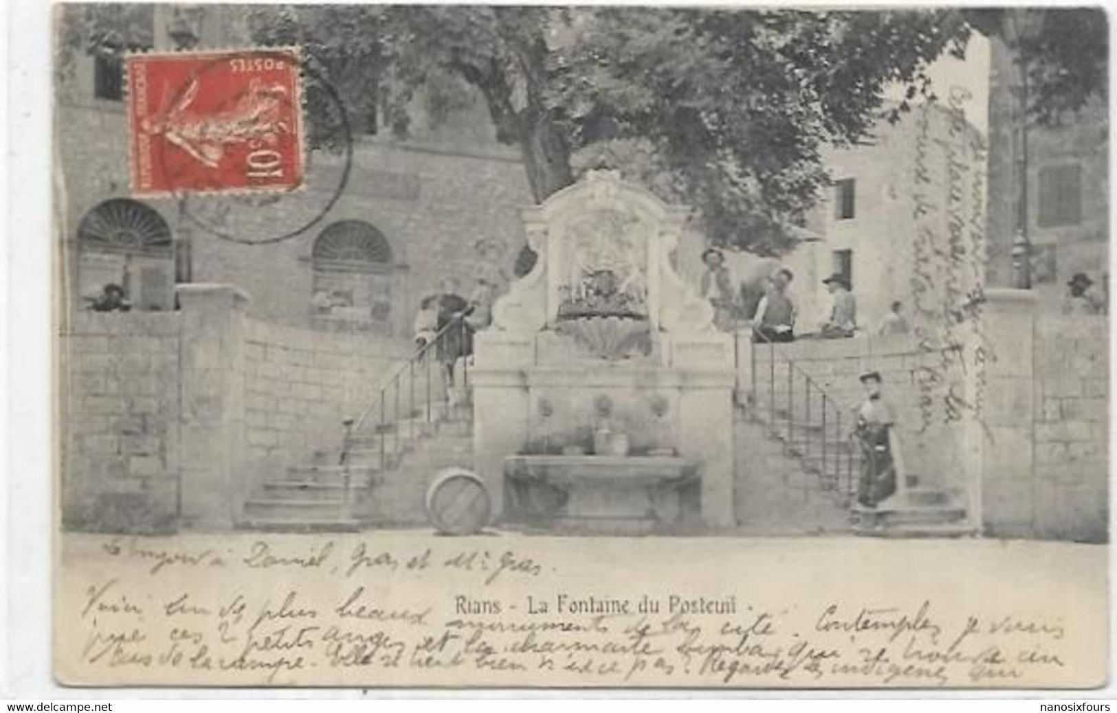 D 83. RIANS.  LA FONTAINE DU POSTEUIL EN 1909 - Rians