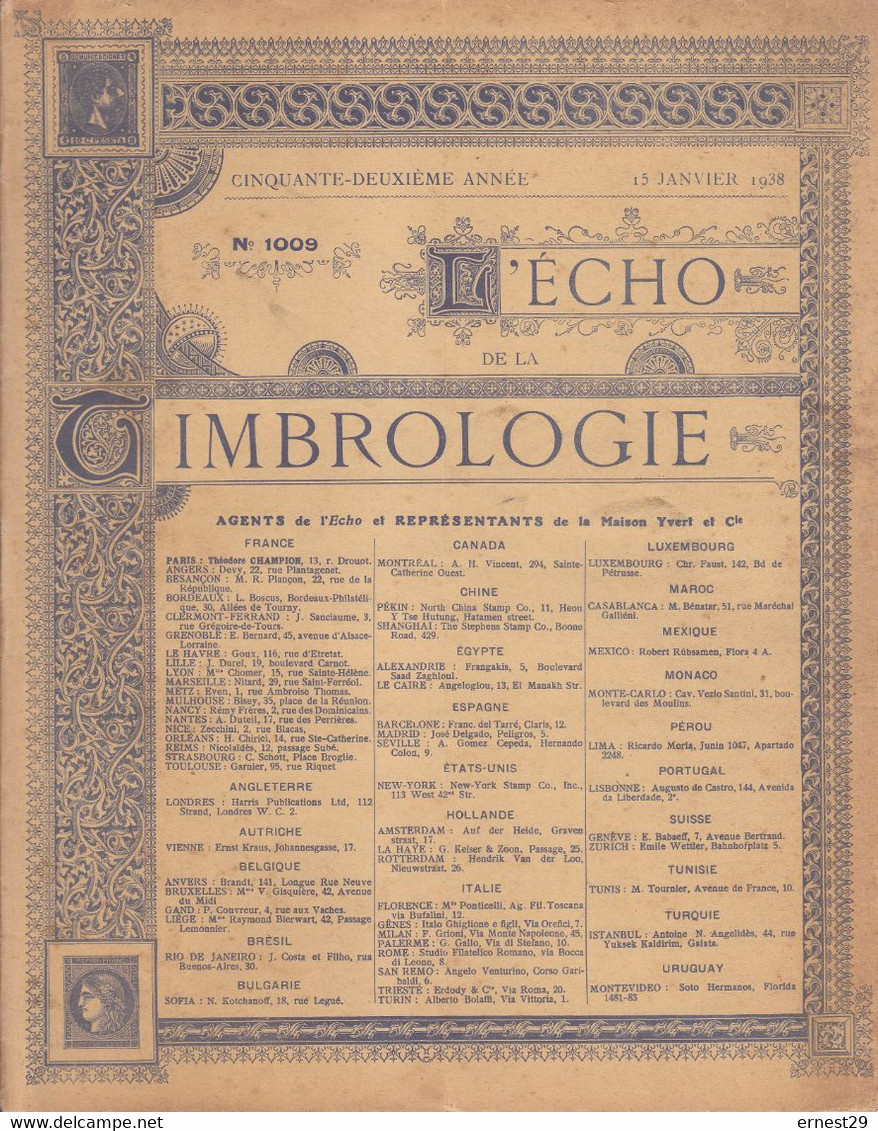 Echo De La Timbrologie 1938 Janvier à Mai  15 - Philately And Postal History