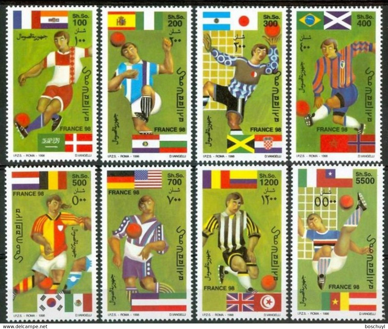 Somalia, 1998, Soccer World Cup France, Football, MNH, Michel 674-681 - Somalie (1960-...)