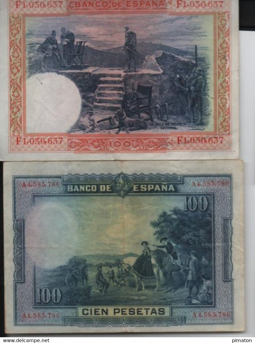 ESPAGNE Billets De 100 PESETAS 1-6-1925  ( En Haut ) Et 100 PESETAS 15-8-1928 ( En Bas ) - 100 Peseten