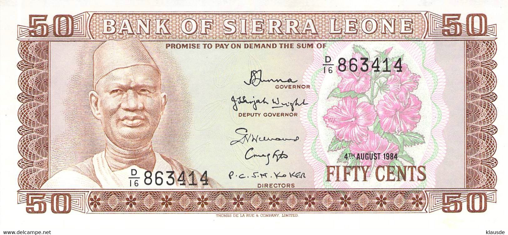 Fifty Cents Bankfrisch 1984 Sierra Leone - Sierra Leona