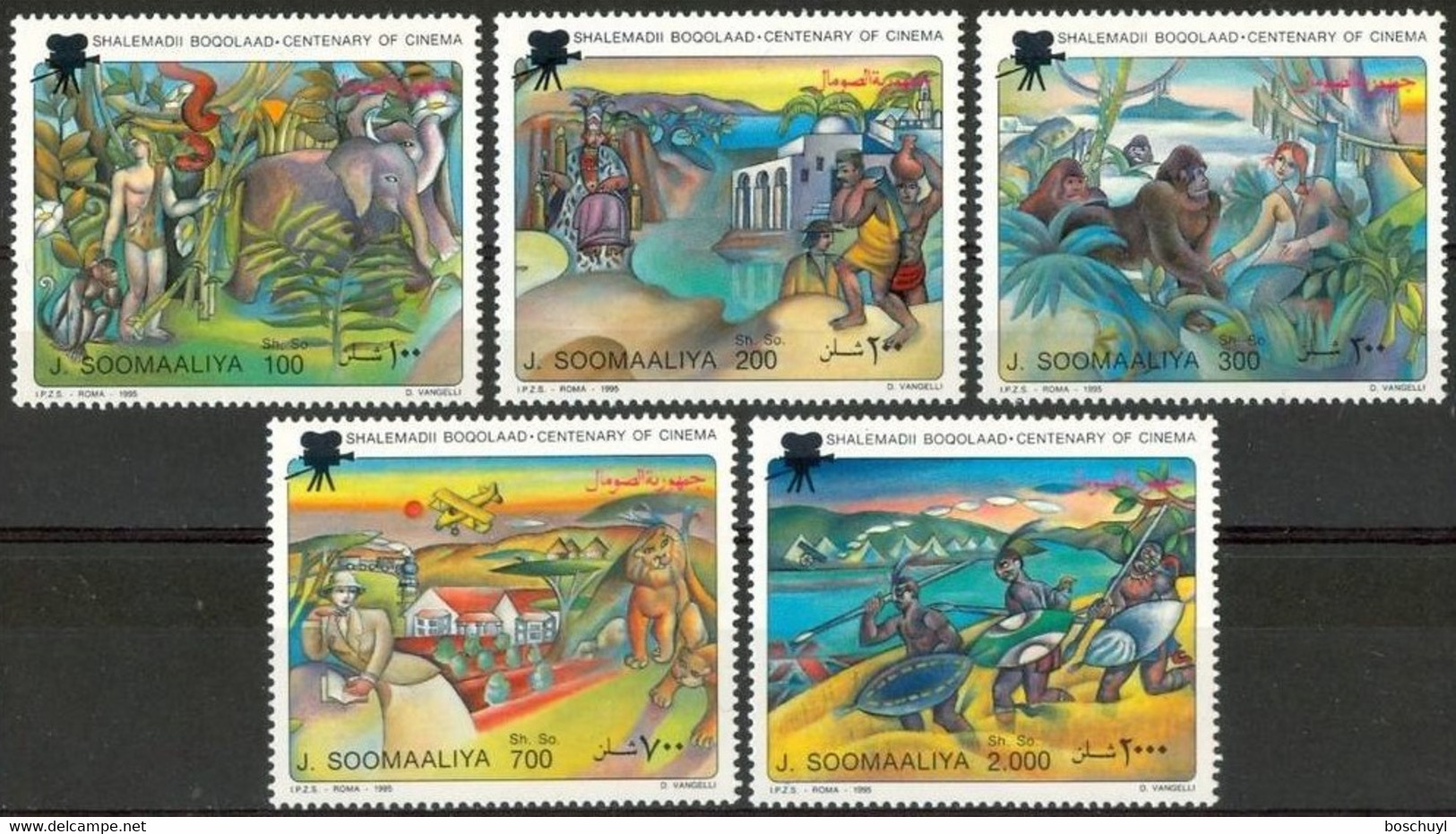 Somalia, 1995, Cinema, Film, Movie, MNH, Michel 559-563 - Somalie (1960-...)