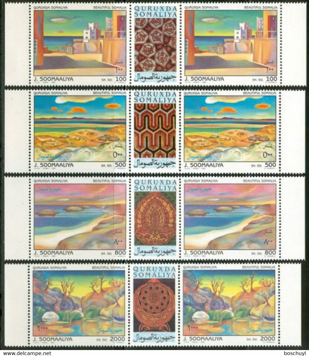 Somalia, 1995, Landscapes, MNH Strips, Michel 551-554 - Somalie (1960-...)
