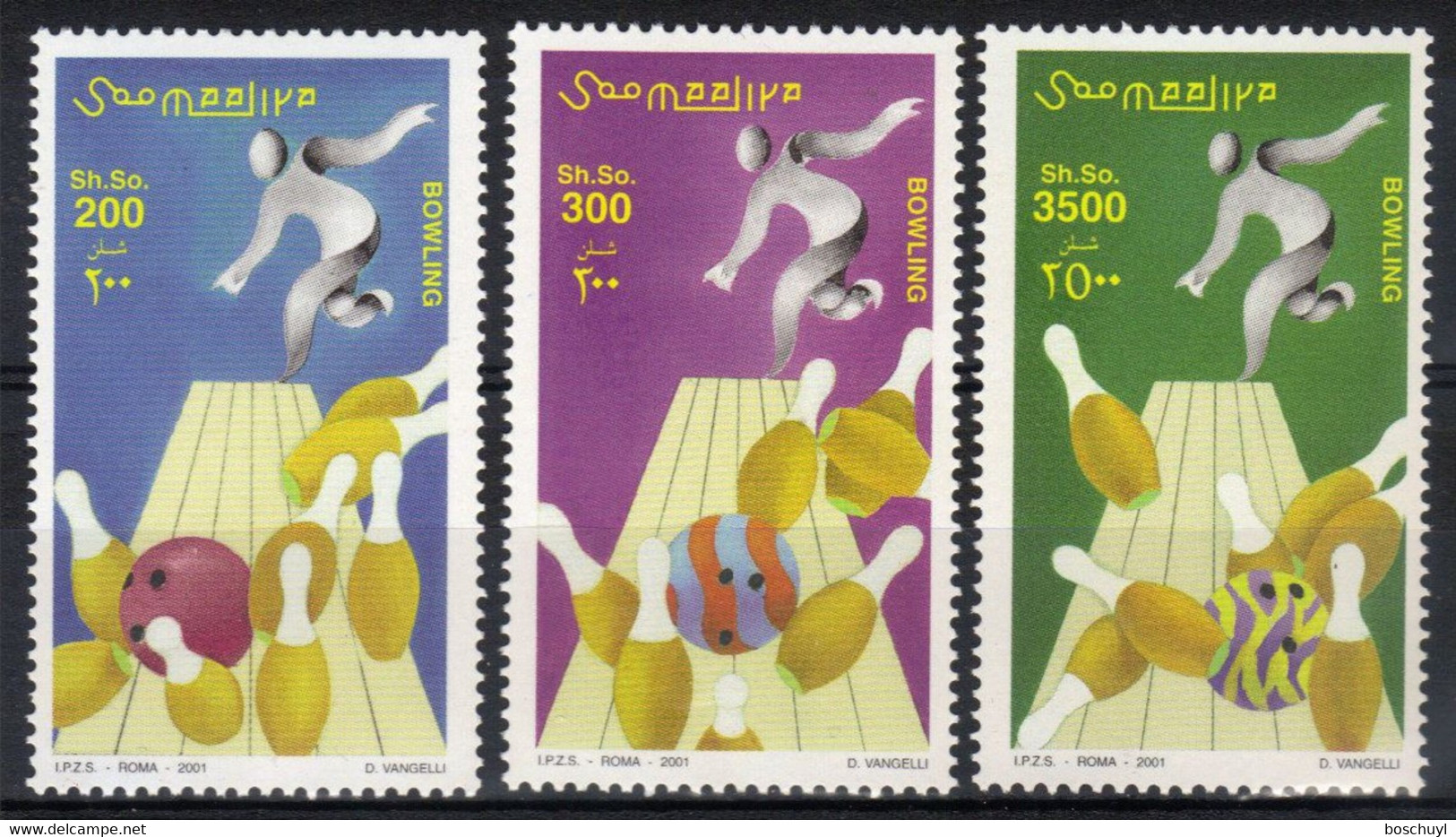 Somalia, 2001, Bowling, Sports, MNH, Michel 873-875 - Somalie (1960-...)