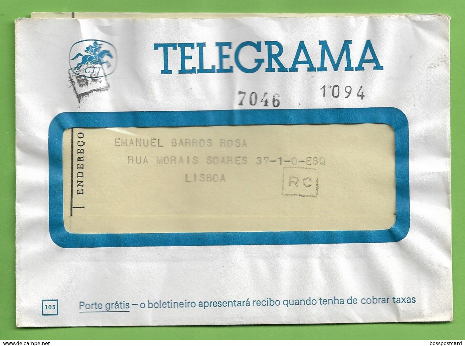 História Postal - Filatelia - Telegrama - CTT - Correios - Telegram - Cover - Letter - Philately - Portugal - Briefe U. Dokumente