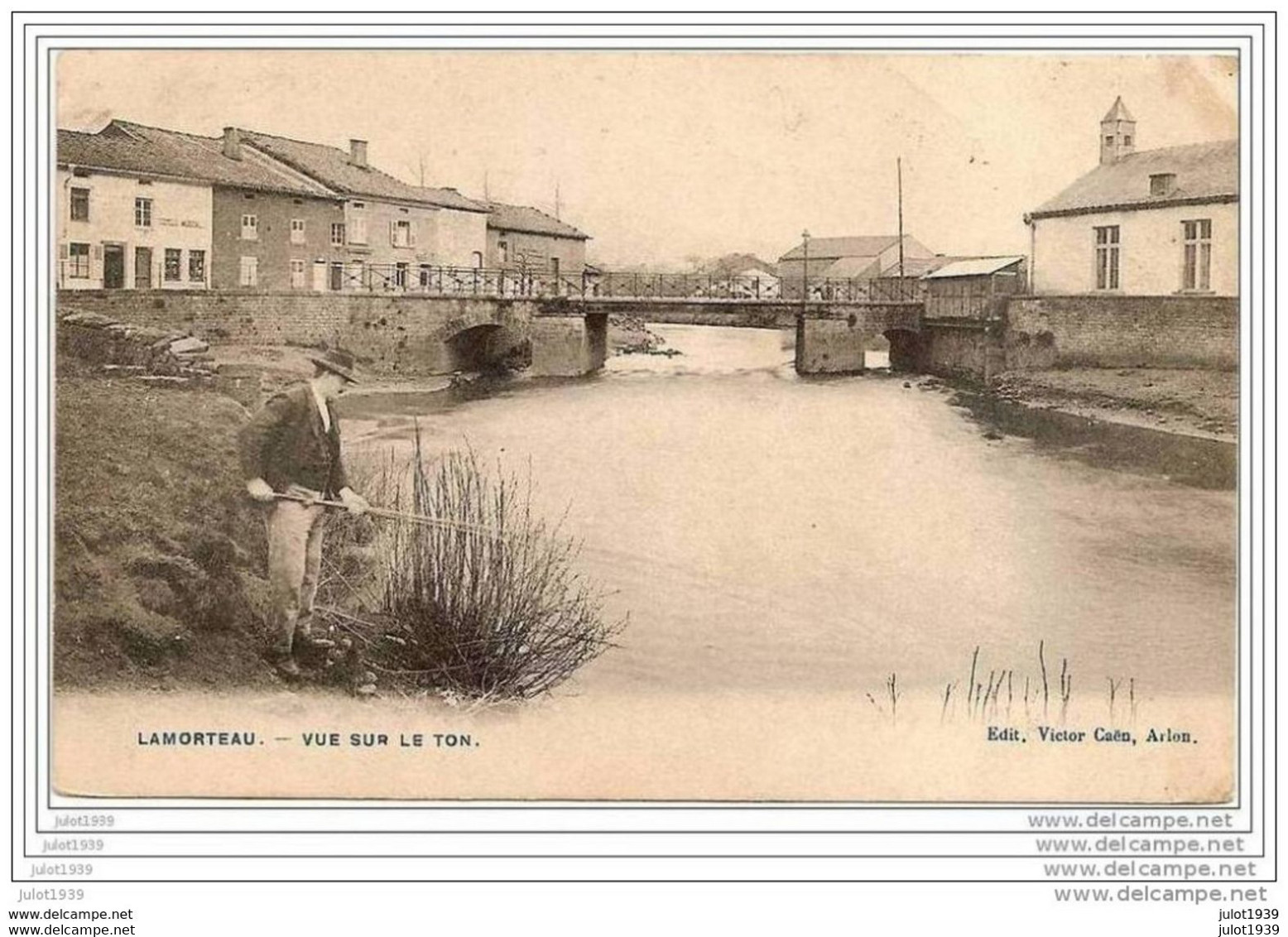 LAMORTEAU ..--  Vue Sur Le Ton . Pêcheur à La Ligne ! . 1910 , De VIRTON Vers SIGNEULX ( Mme GOBEAUX ) . Voir Verso . - Rouvroy