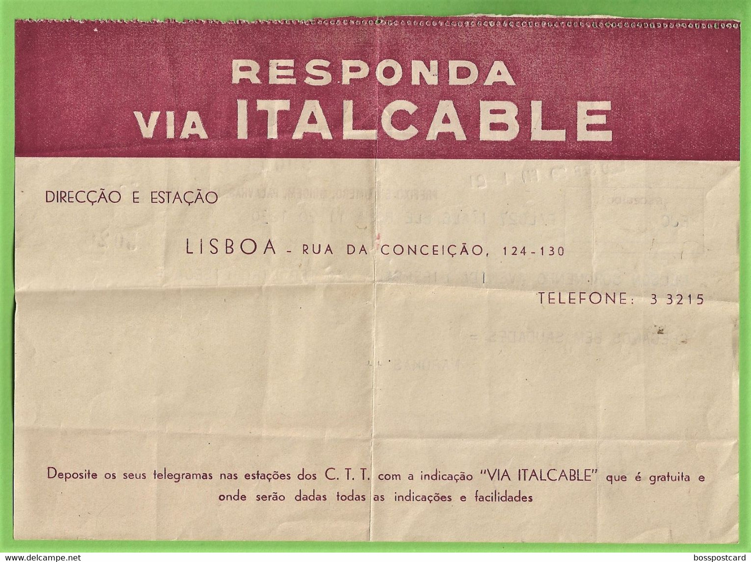 História Postal - Filatelia - Cabograma Via Italcable - Radio Telegrafic - Cablegram - Philately - Roma Italia Portugal - Covers & Documents