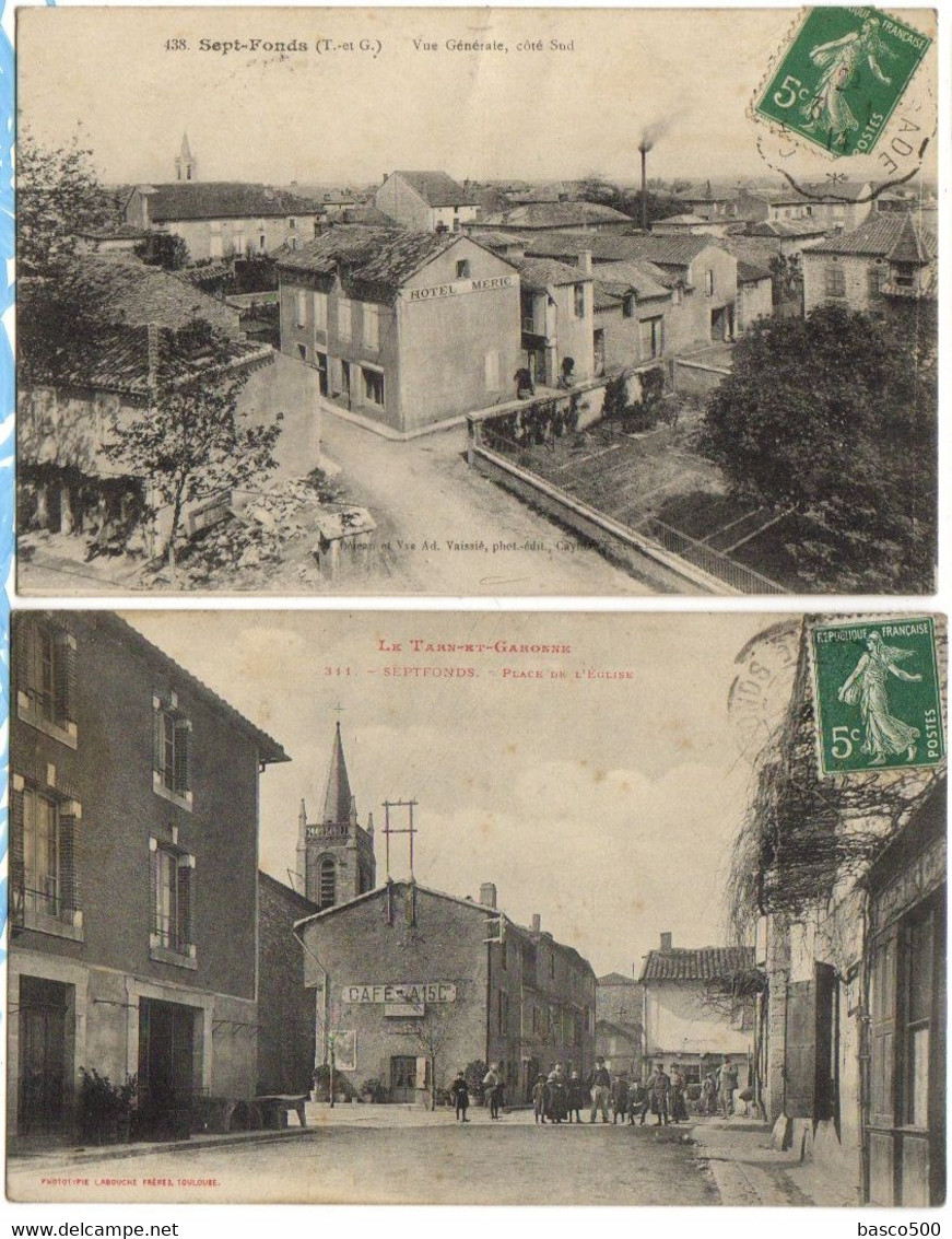 1909 SEPTFONDS : 3 Cartes Sur Le BOURG Dont Animées - Autres & Non Classés