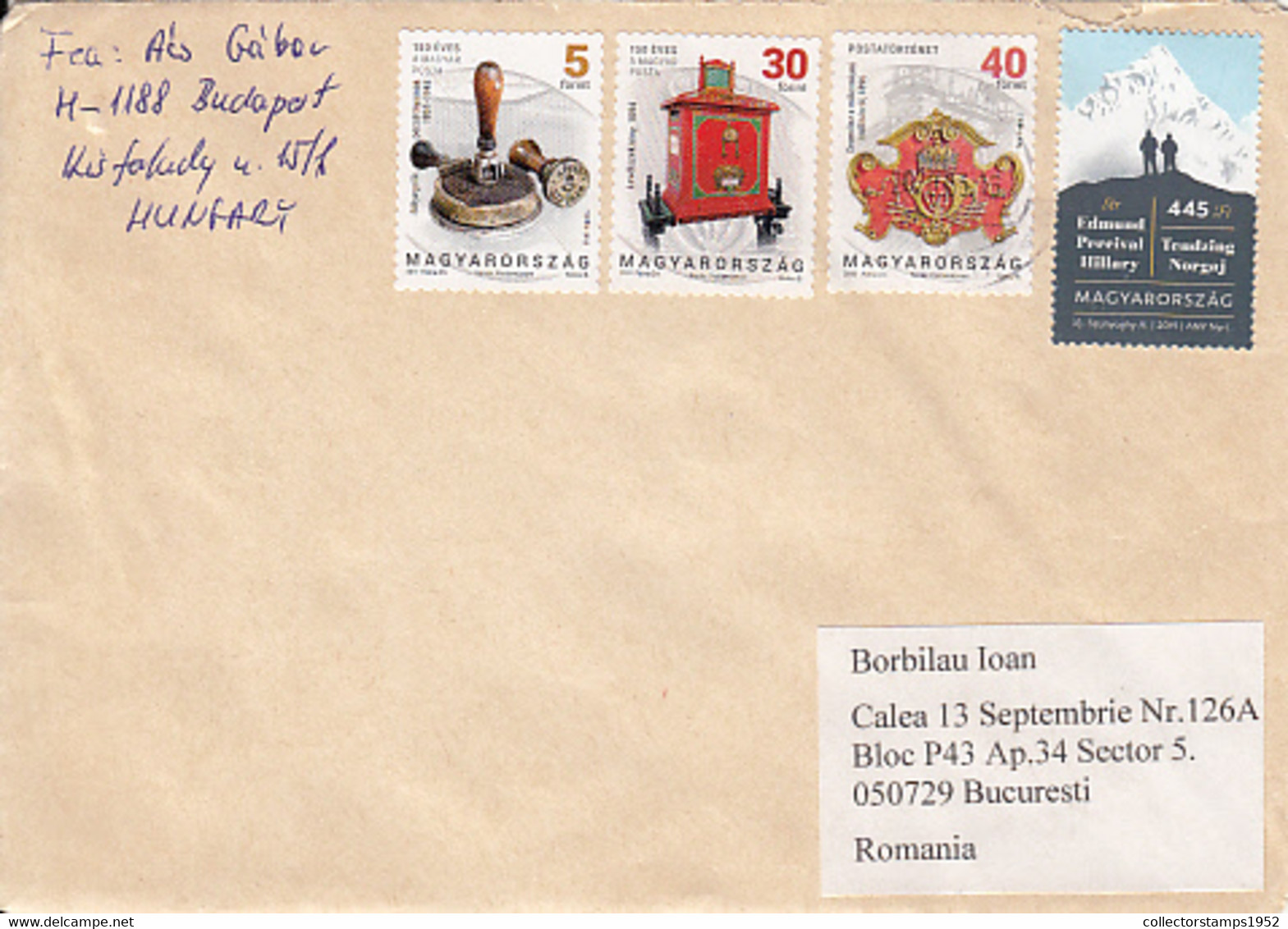 91934- INK STAMP, MAILBOXES, MOUNTAIN, FINE STAMPS ON COVER, 2020, HUNGARY - Covers & Documents