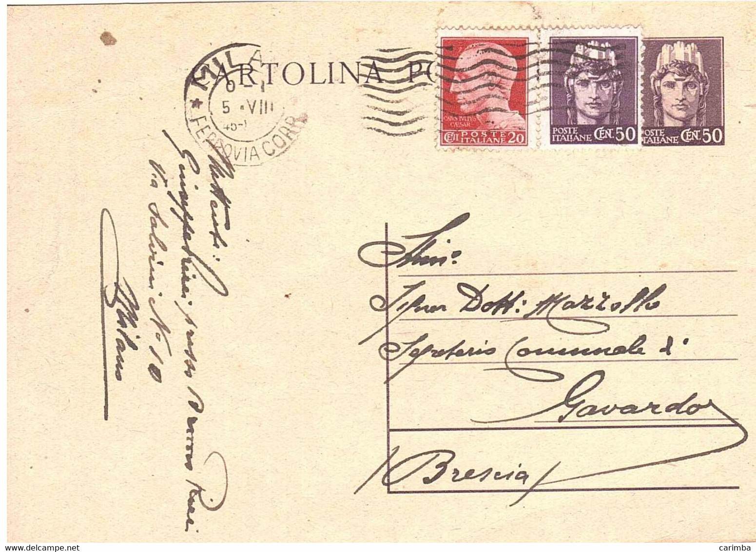 CARTOLINA POSTALE CENT.50 - Entero Postal