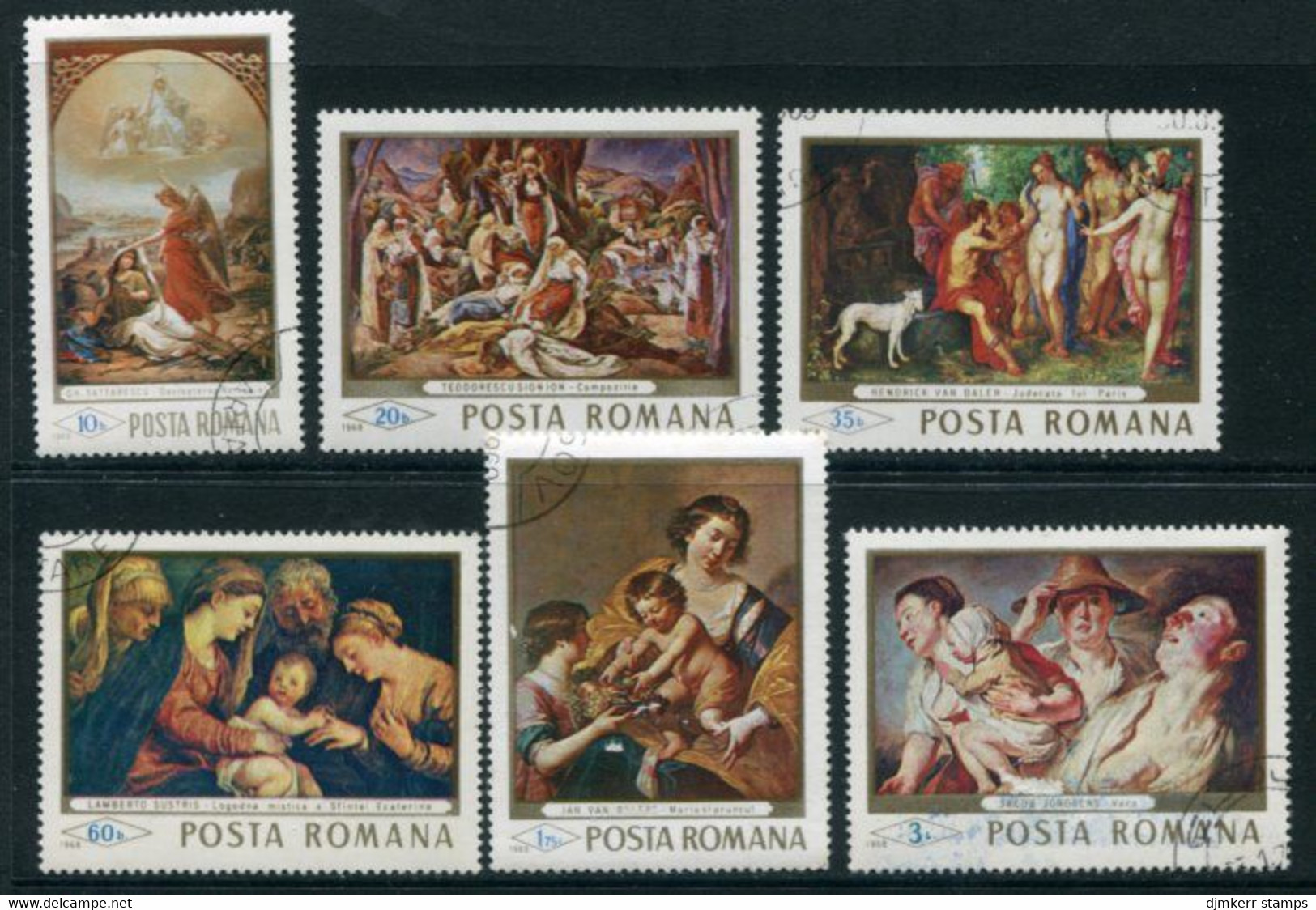 ROMANIA 1968 National Gallery Paintings  Used.   Michel 2706-11 - Oblitérés