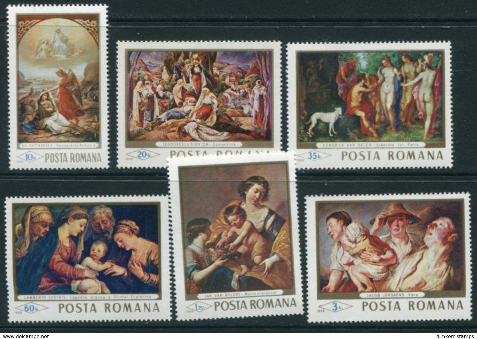 ROMANIA 1968 National Gallery Paintings MNH / **.   Michel 2706-11 - Unused Stamps