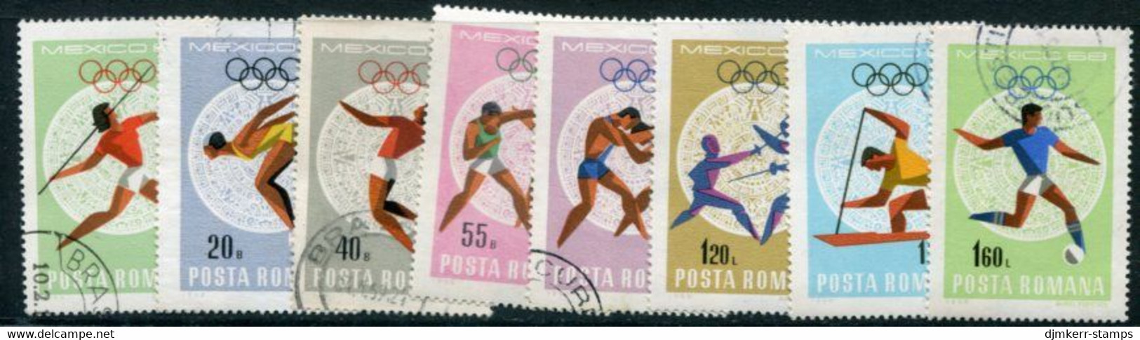 ROMANIA 1968 Mexico Olympic Games Set Used   Michel 2697-704 - Usado