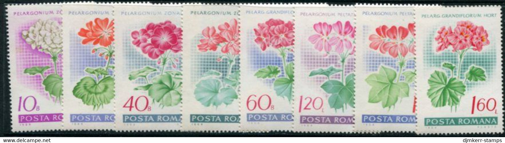 ROMANIA 1968 Pellargonia Set MNH / **   Michel 2686-93 - Nuevos