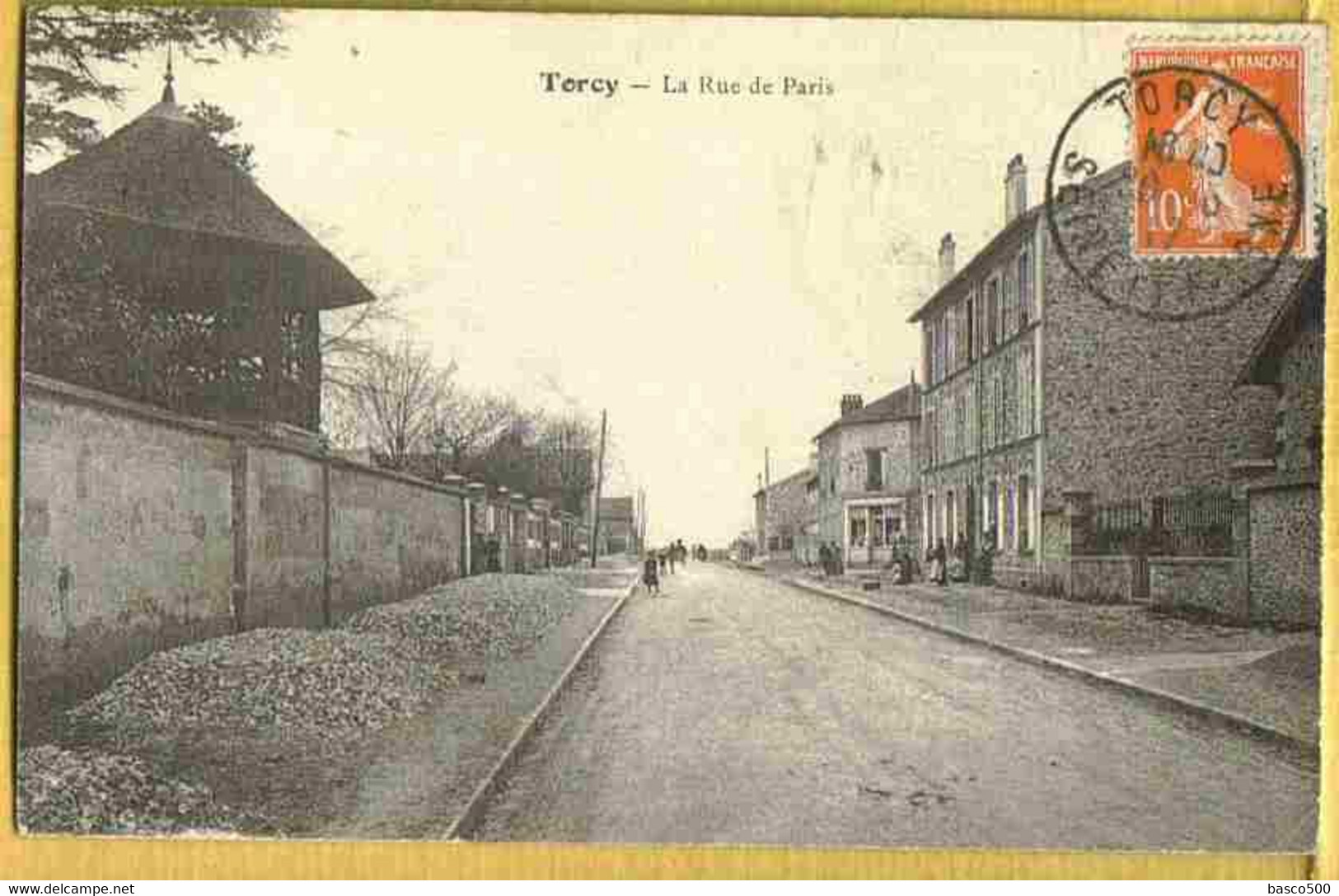 1917 TORCY - Carte Sur La Rue De PARIS Animée - Torcy