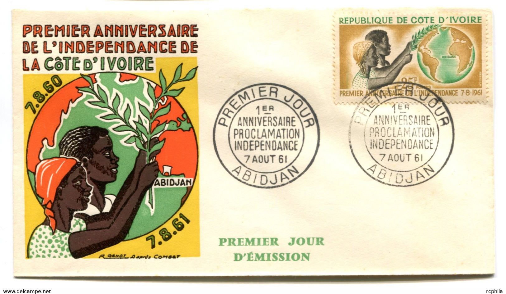 RC 19041 COTE D'IVOIRE N° 192 ANNIVERSAIRE DE L'INDÉPENDANCE 1961 FDC 1er JOUR - TB - Côte D'Ivoire (1960-...)