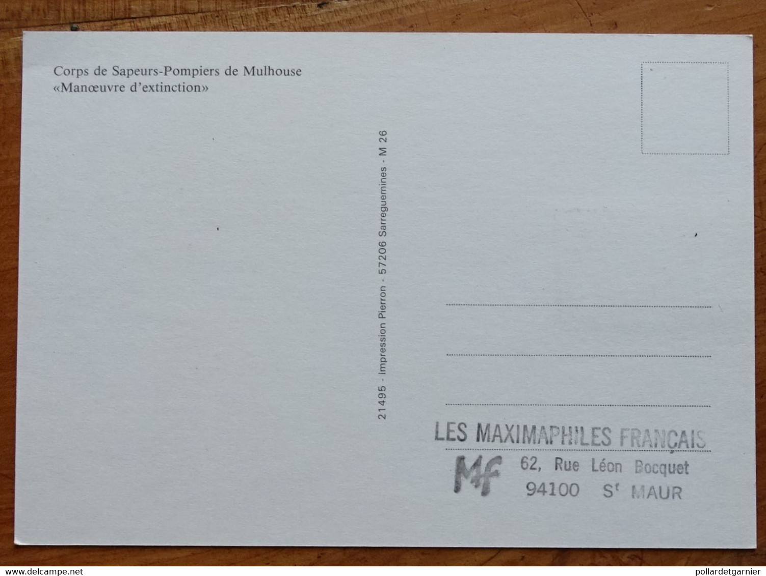 Carte Maximum Card Les Pompiers De Mulhouse Les Maximaphiles Français 1982 - Feuerwehr