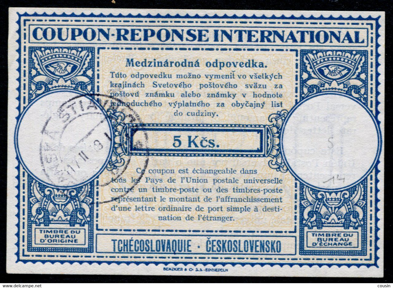 TCHÉCOSLOVAQUIE  International Reply Coupon / Coupon Réponse International - Non Classés