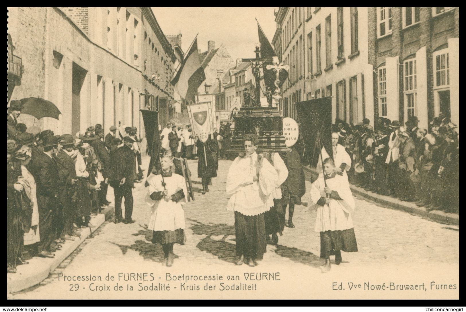 Procession De FURNES - Boetprocessie Van VEURNE - Croix De La Sodalité - Kruis Sodaliteit - Animée - Edit. NOWE BRUWAERT - Veurne