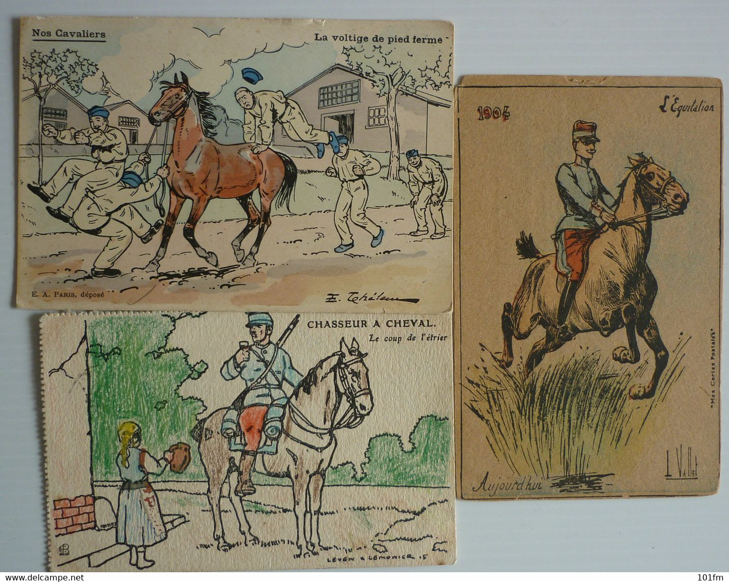 LOT 3 HUMOUR POSTCARD - WW 1 , NOS CAVALIERS - Humour