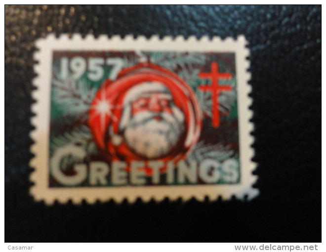 1957 Santa Claus Vignette Christmas Seals Seal Poster Stamp USA - Ohne Zuordnung