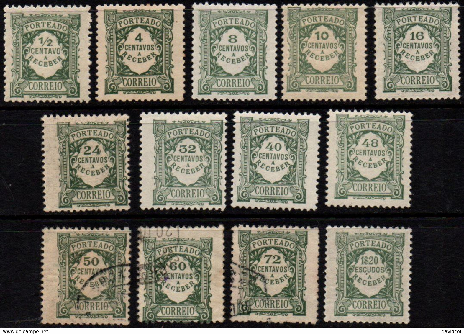 PORT181- PORTUGAL - 1921-27- POSTAGE DUE. -SC#: J28 // J44 - MH/USED - Usado