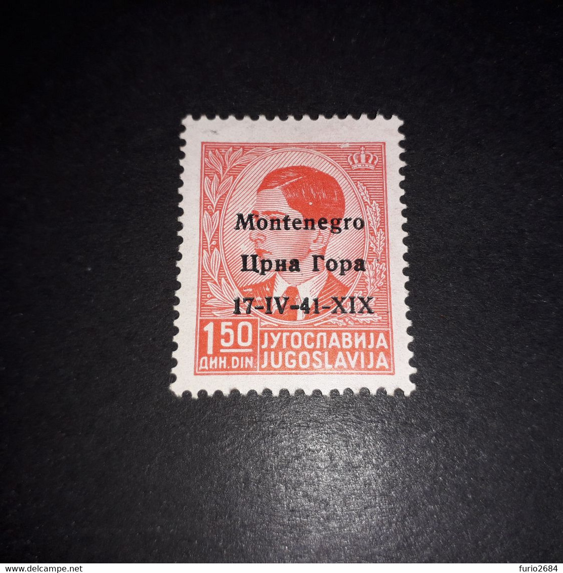PL2153 REGNO D'ITALIA OCCUPAZIONE 2'' GUERRA MONDIALE MONTENEGRO 1941 FRANCOBOLLI DI JUGOSLAVIA 1,50D. "X" - Montenegro