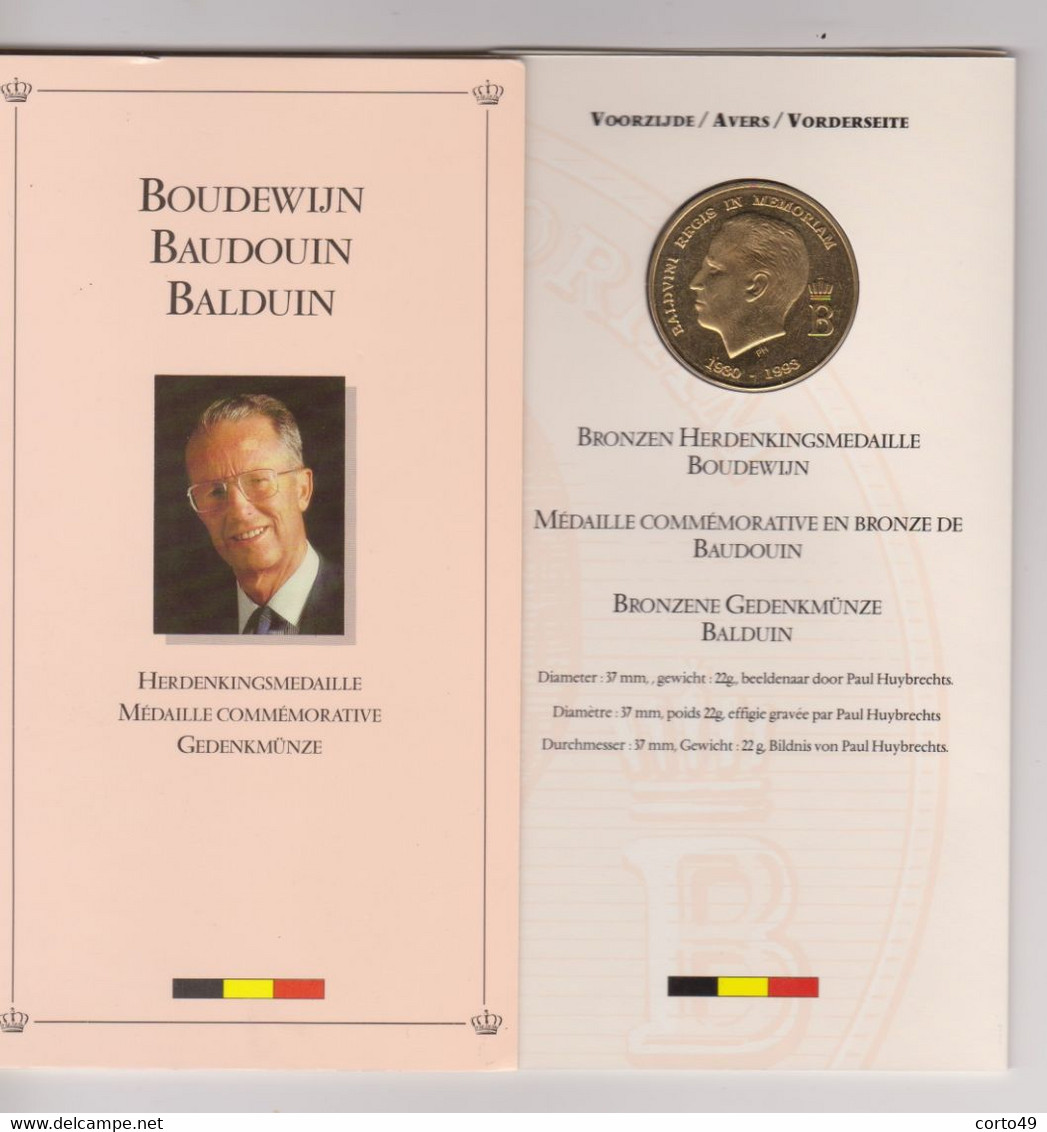 BELGIQUE - MEDAILLE COMMEMORATIVE  1930-1993 En BRONZE  A LA MEMOIRE DU ROI BAUDOUIN Ier - Other & Unclassified