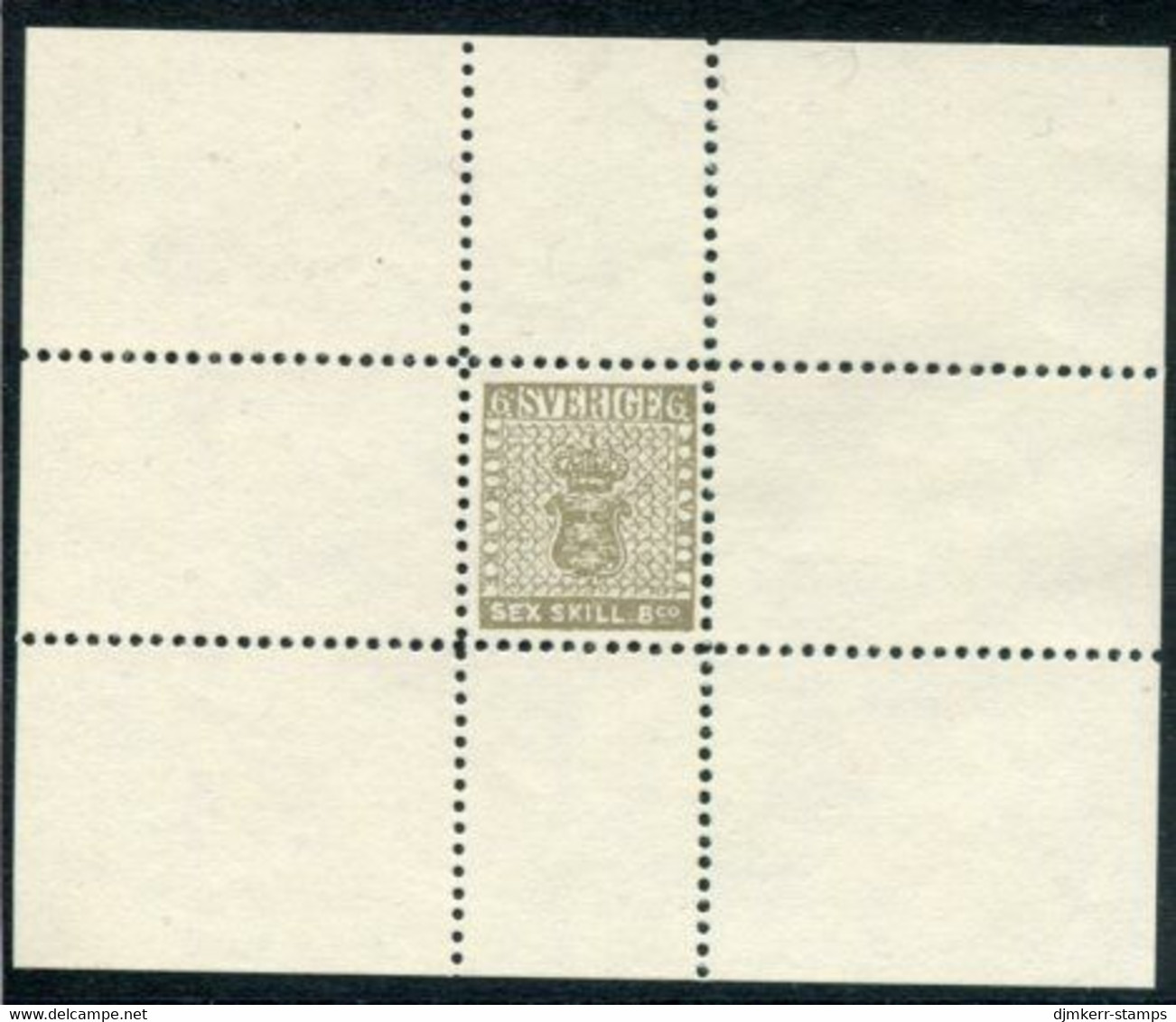 SWEDEN 1855 6 Skilling Banco 1977 Reprint By Swedish Philatelic Federation MNH Without Gum (*). - Proofs & Reprints