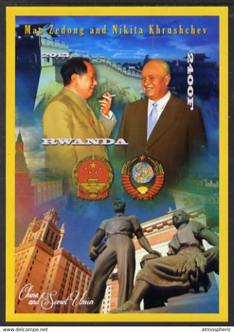 2013 Mao Tse-tung & Nakita Khrushchev Imperf Deluxe Sheet Containing 1 Value U/M - Mao Tse-Tung