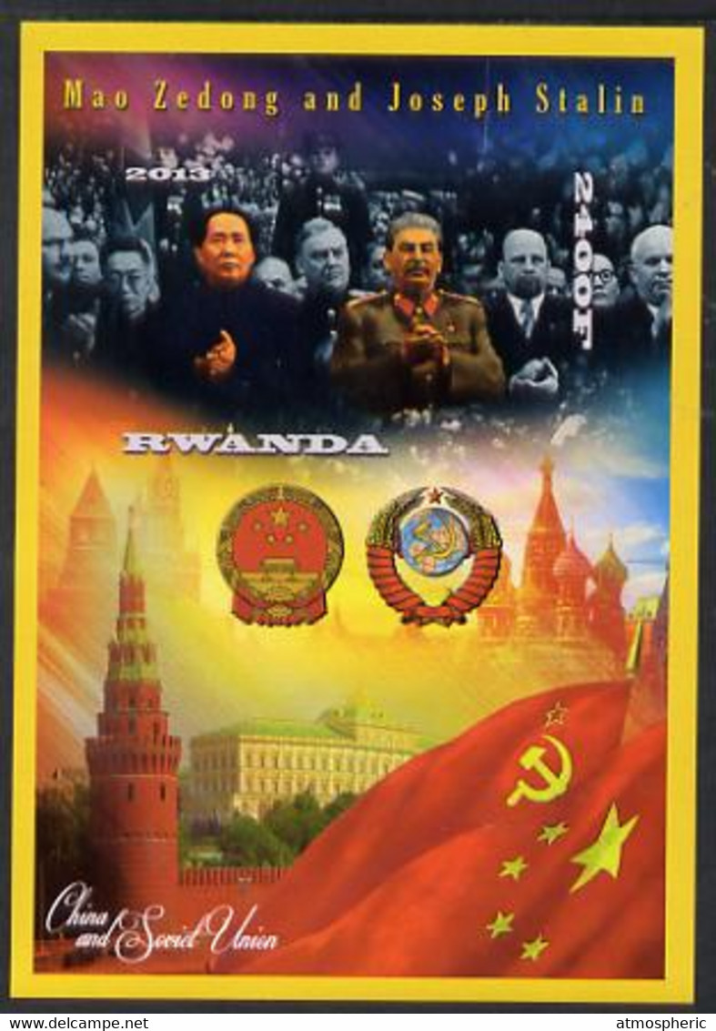 2013 Mao Tse-tung & Joseph Stalin Imperf Deluxe Sheet Containing 1 Value U/M - Mao Tse-Tung