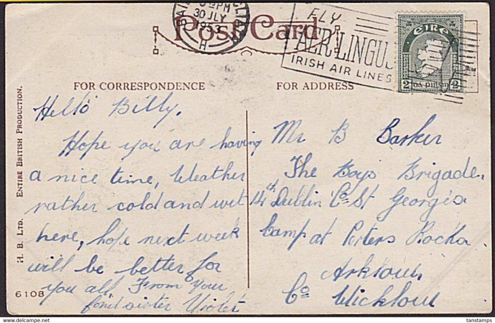 IRELAND Comic Postcard AER LINGUS Slogan. - Briefe U. Dokumente