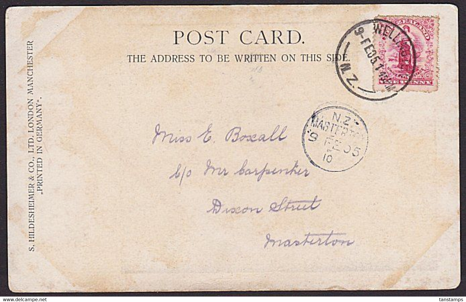 NEW ZEALAND 1905 Postcard WELLINGTON - MASTERTON (A-CLASS) - Brieven En Documenten