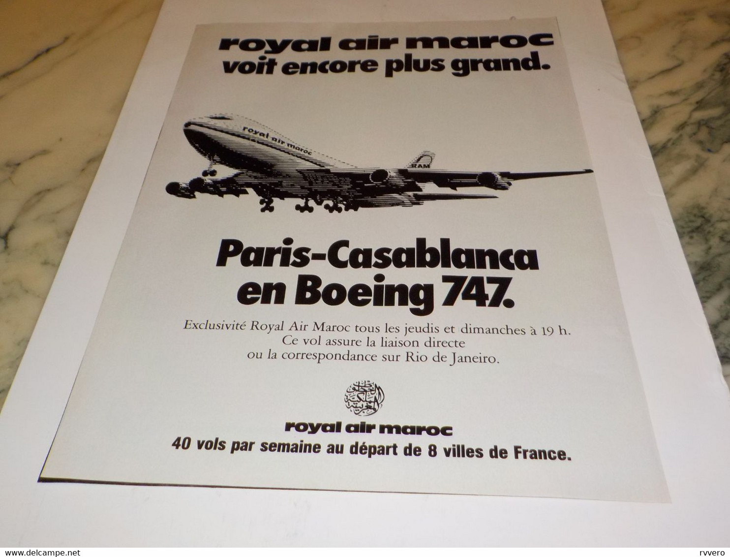 ANCIENNE PUBLICITE  VOIT GRAND ROYAL AIR MAROC 1978 - Publicidad