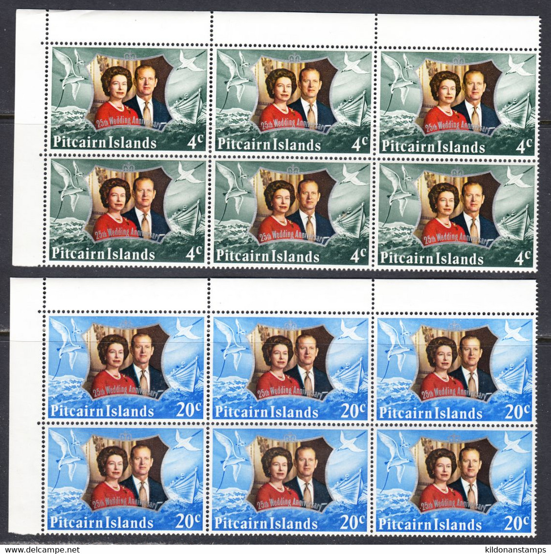 Pitcairn Islands 1972 25th Anniversary, Mint No Hinge, Sc# 127-128 ,SG - Pitcairn