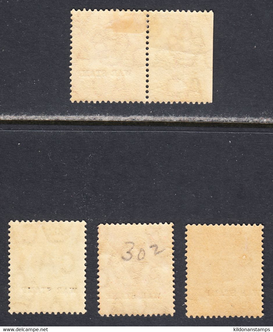Falkland Islands 1918-20 War Stamp, Incl. Reversed Watermark, Mint Mounted, Sc# ,SG 70,71,71cx,72 - Falkland