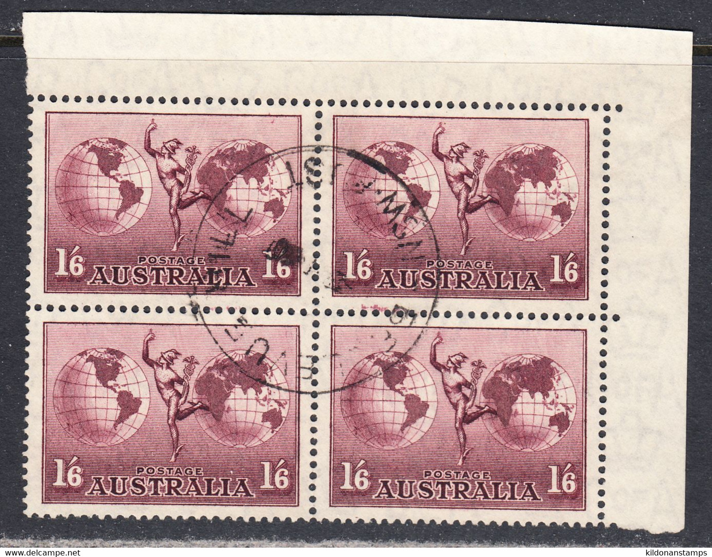 Australia 1934-48 Airmail, Thin Ordinary Paper, Block, Cancelled, Sc# , SG 153b - Used Stamps