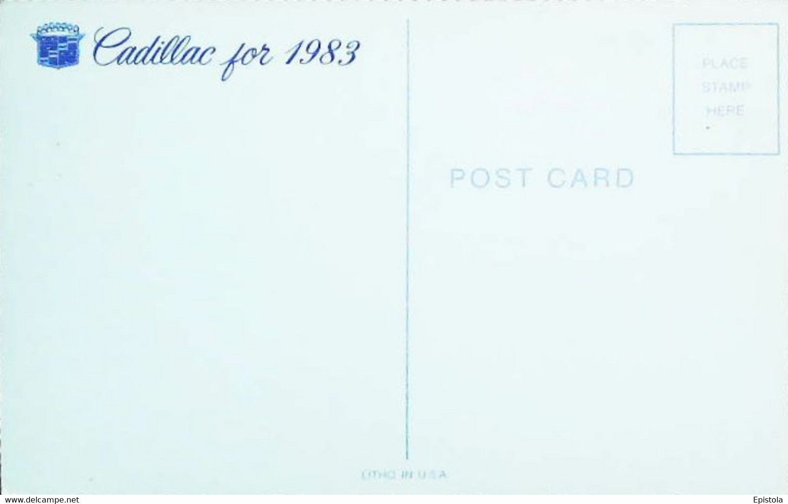 ► CADILLAC LBT 104 1983 -  Carte De Constructeur - Us Card - American Roadside